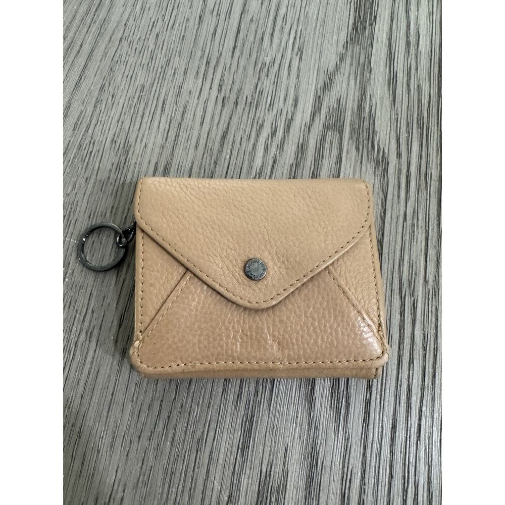 AIMEE KESTENBERG Tan Leather Ashley Pouch Card Tri Fold Wallet w/ Key Chain Clip